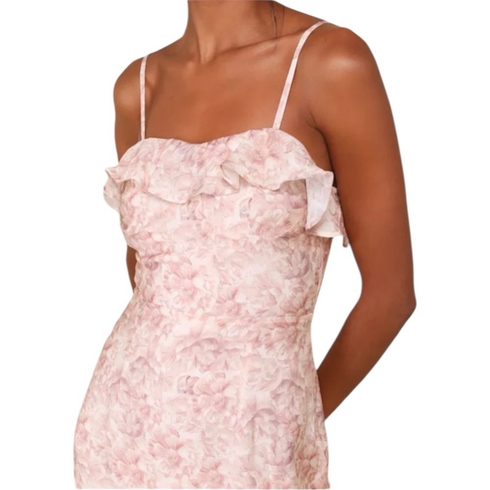 NWT LULUS Cherished Sweetheart Dusty Pink Floral Bustier Midi Dress. Size Small‎ - Picture 5 of 13